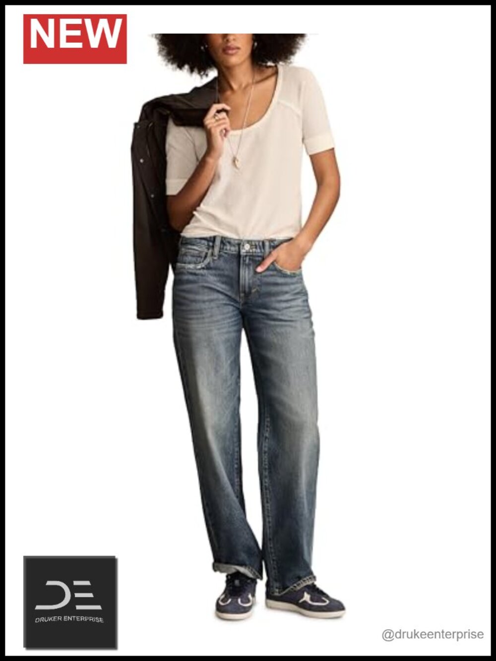 Lucky Brand Womens The Baggy Straight Leg Jeans Mid Rise